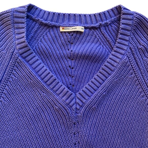 Marine Layer Ezra Chunky Shaker Knit Sweater Periwinkle Beach Slouchy Coastal-XS - Picture 2 of 13